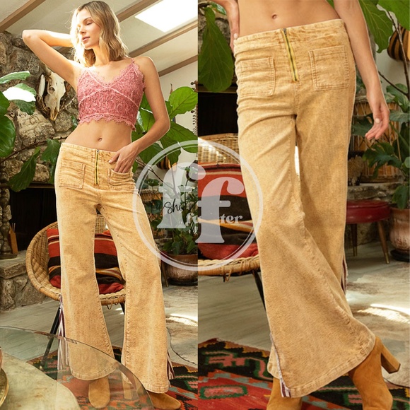 POL Vintage 1970s Style Americana Stars and Stripes Flared Corduroys Pants Cords - Picture 4 of 6